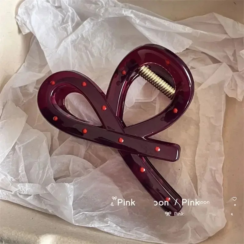 Ribbon Bow Gift - 2개 여성용 빈티지 레드 물방울 무늬