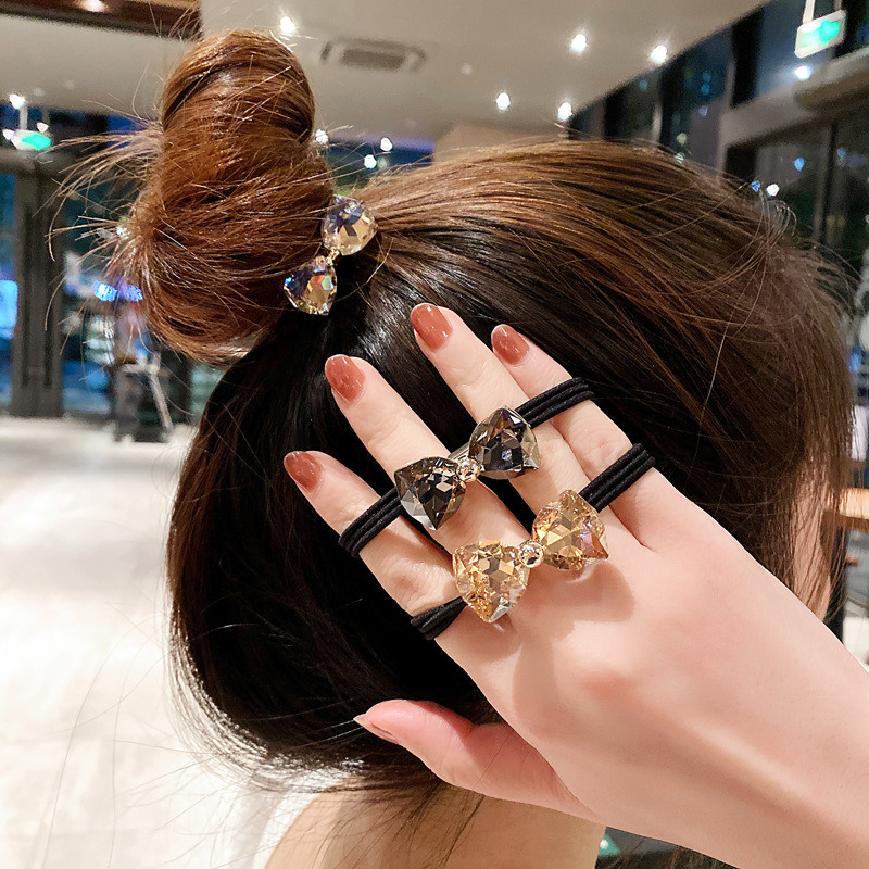 Ribbon Bow Gift - 라인스톤 보우 헤어 로프 세트 새로운