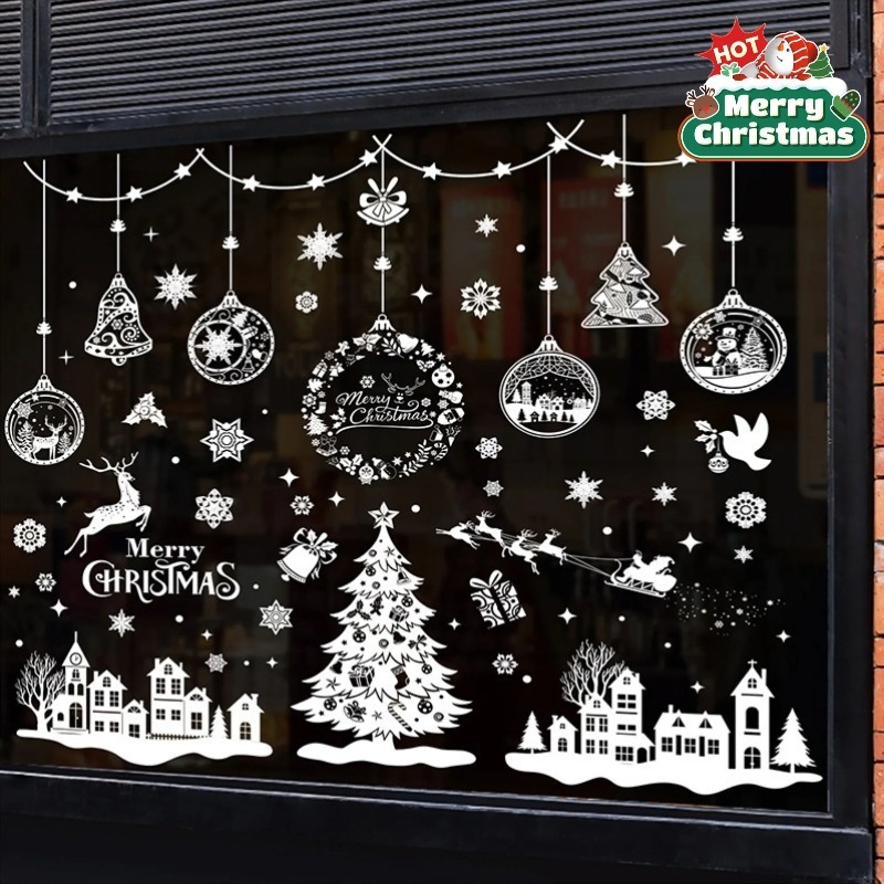 Snowflake Window Decal - 9장 243개 재사용 가능한 정전기 부착