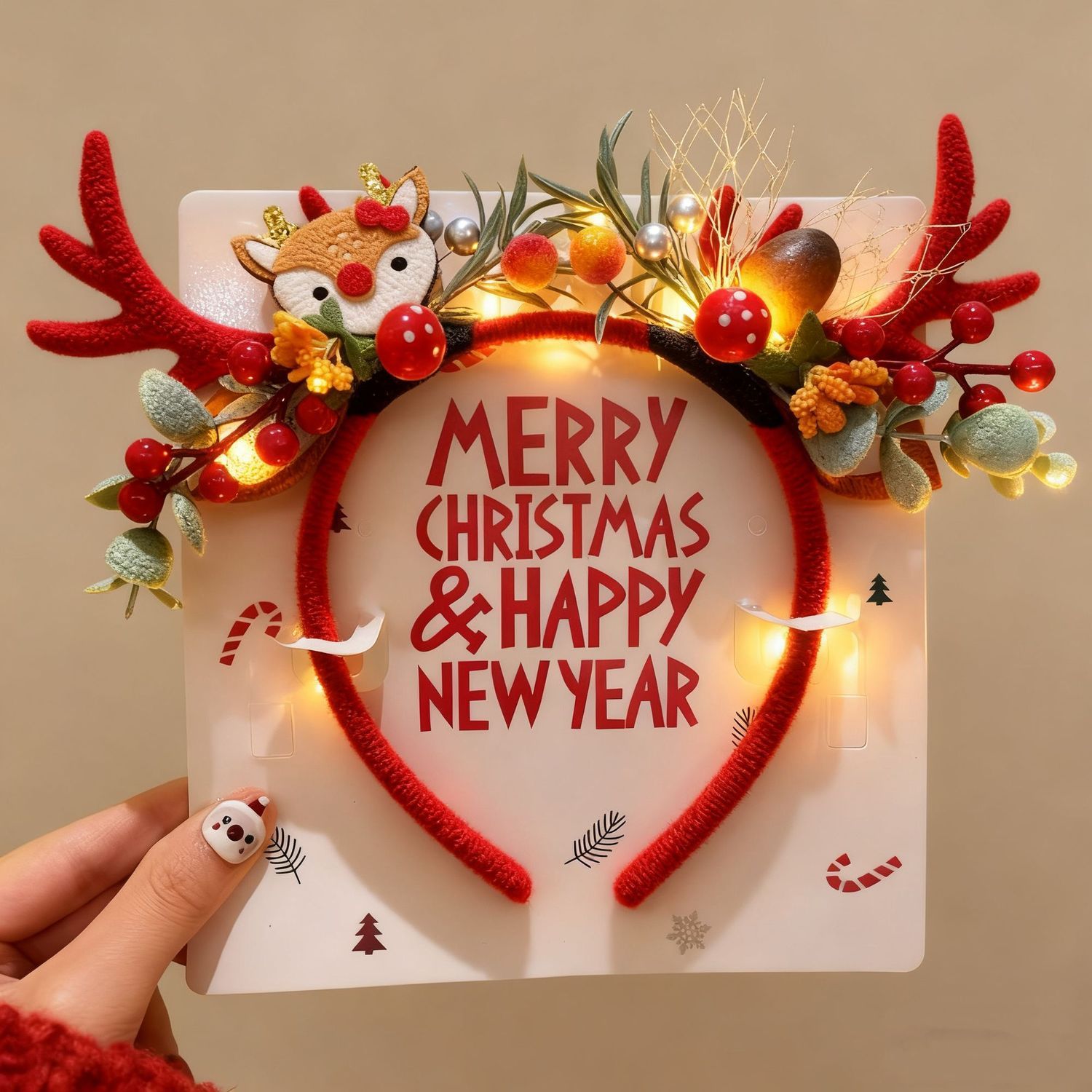 Reindeer Antlers Headband - 크리스마스 순록 뿔 머리띠 LED 조명