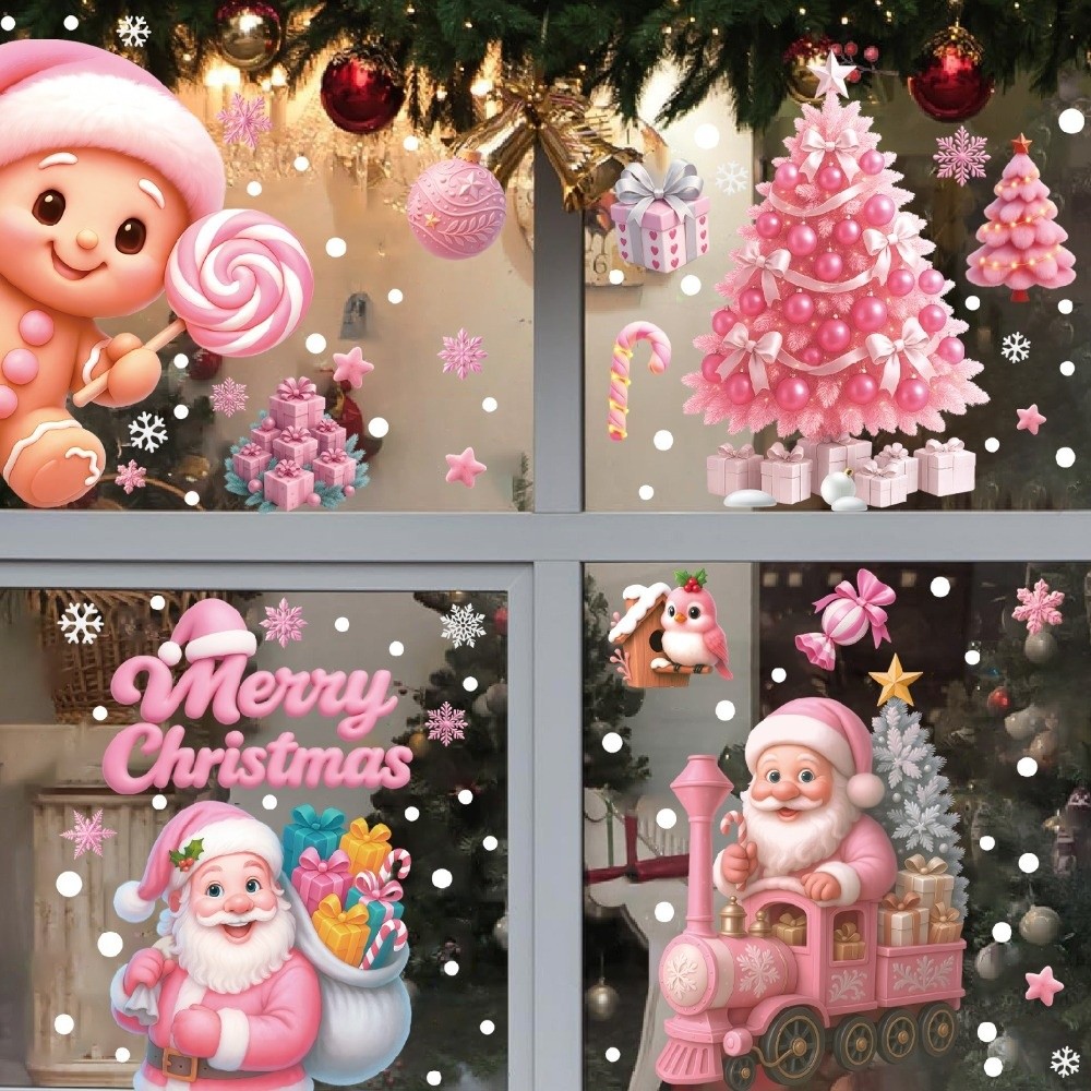 Snowflake Window Decal - 이동식 PVC 창 스티커 눈송이 산타
