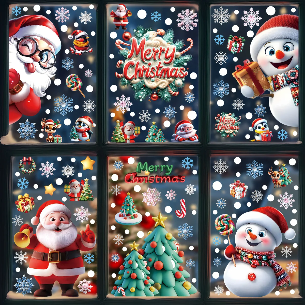 Snowflake Window Decal - 2025 크리스마스 스태틱 윈도우 클링 -