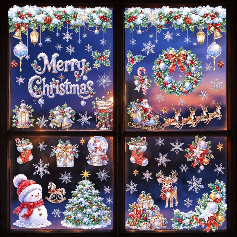 9장 크리스마스 스태틱 윈도우 클링스 산타 눈사람 루돌 - Snowflake Window Decal 리뷰 및 가격
