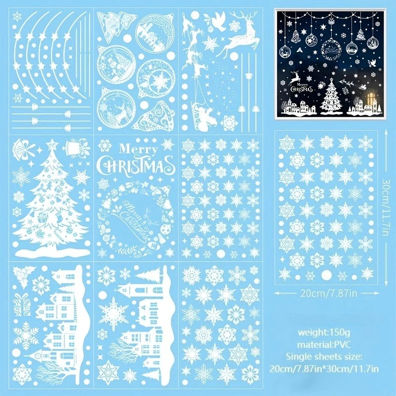 9장 243개 재사용 가능한 정전기 부착 크리스마스 벨 - Snowflake Window Decal 리뷰 및 가격
