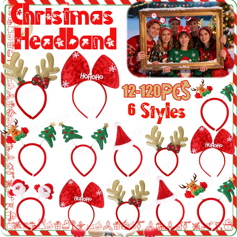 12-120개 크리스마스 머리띠 크리스마스 파티 장식품 - Reindeer Antlers Headband 리뷰 및 가격