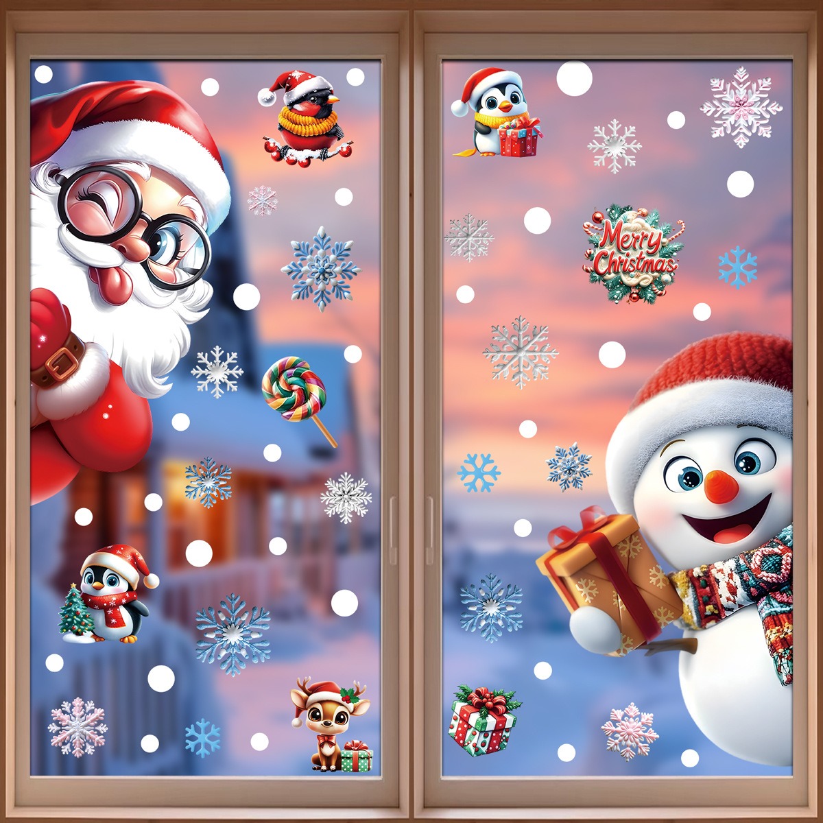 크리스마스 창문 스티커 진저브레드맨 산타클로스 눈사람  - Snowflake Window Decal 리뷰 및 가격